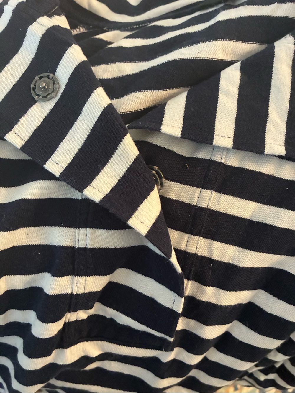 J. Crew Navy & White Striped Funnel Collar Sweatshirt with Sleeve Bows - Picture 8 of 9